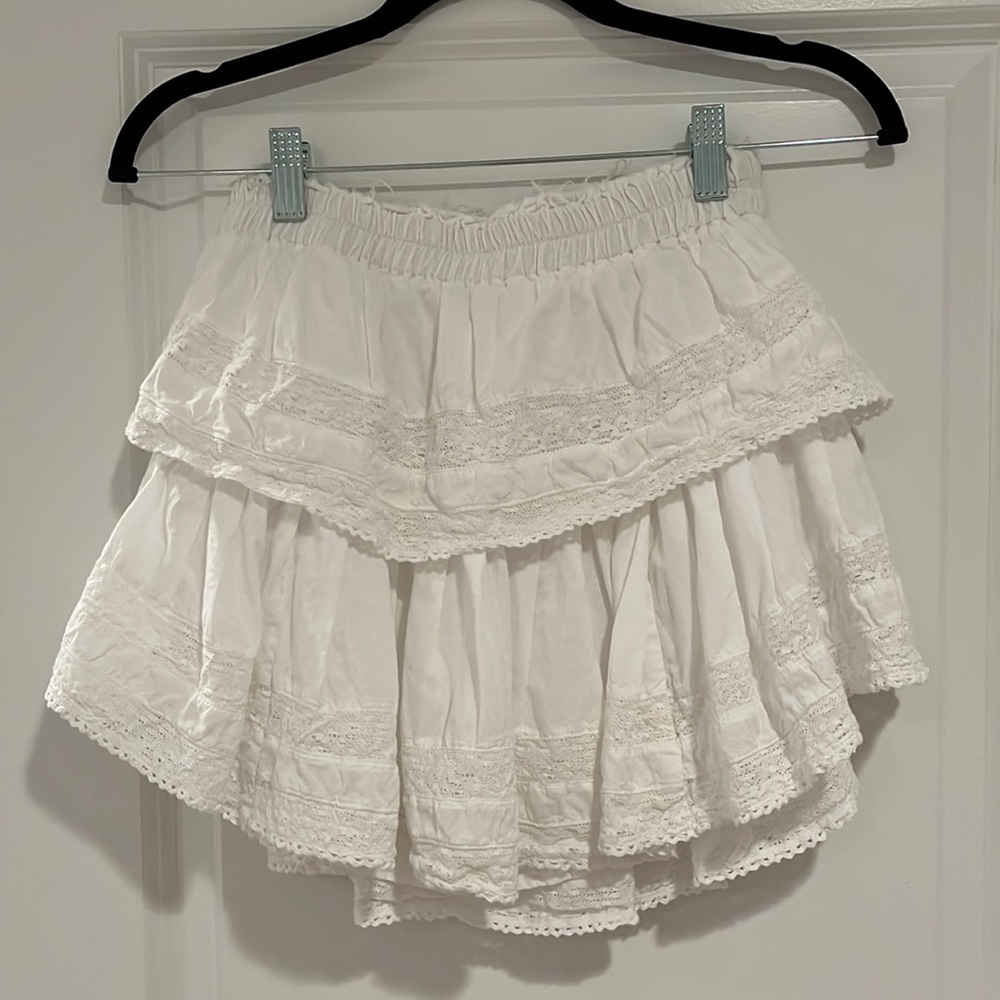 Loveshackfancy Ruffle Mini Skirt Antique White XS